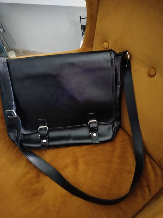 Torba męska czarna Wojas, skóra naturalna.