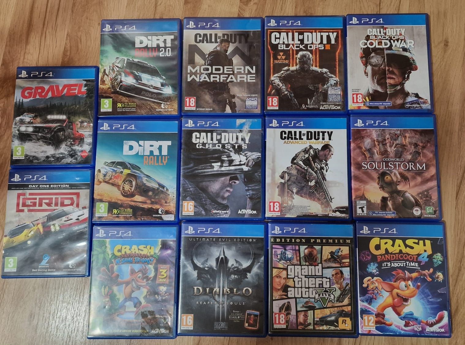 Gry ps4 ( dirt, Call od duty, crash)