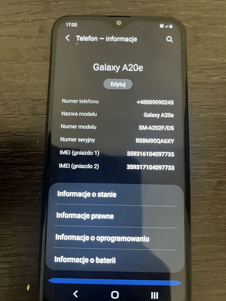 Samsung galaxy A20e stan bdb