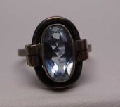 Art deco srebrny pierścionek niebieski spinel R.13