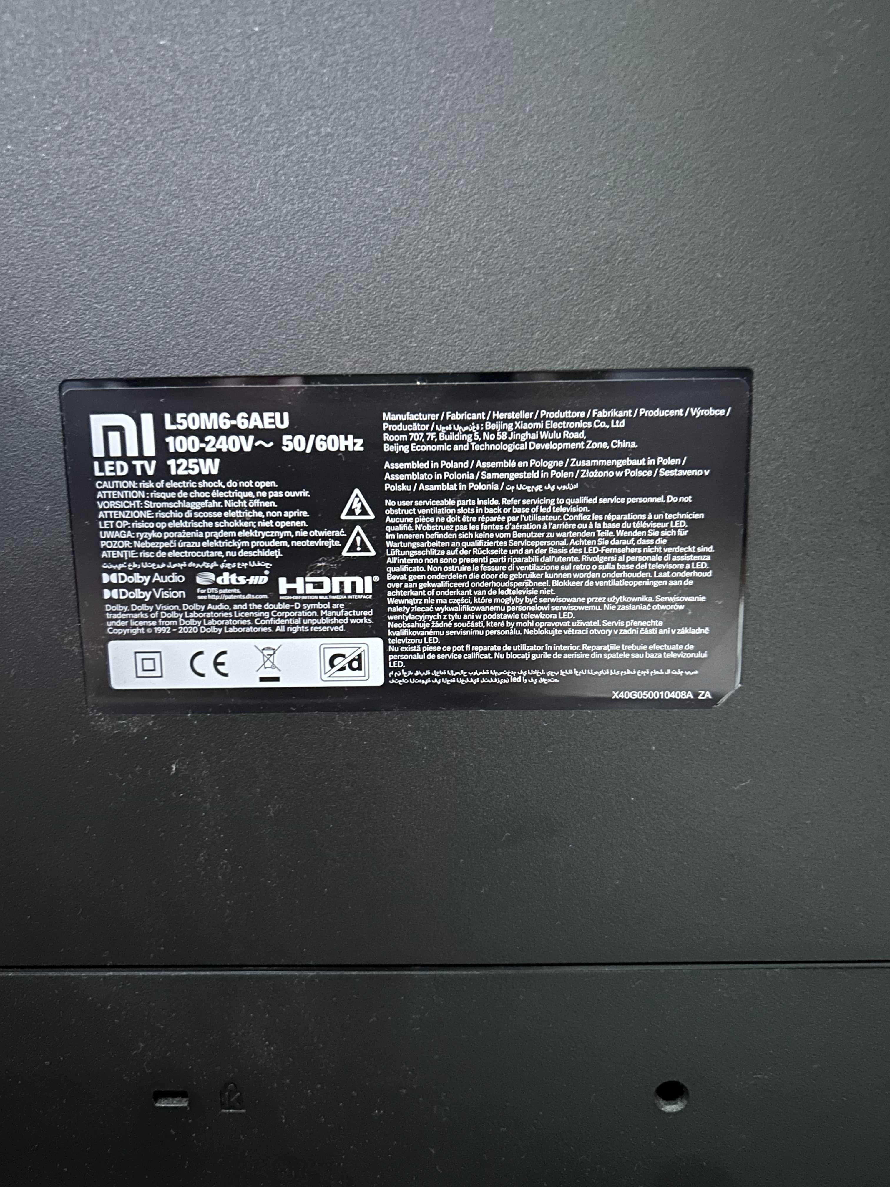 Telewizor XIAOMI L50M6-6AEU (zepsuty)