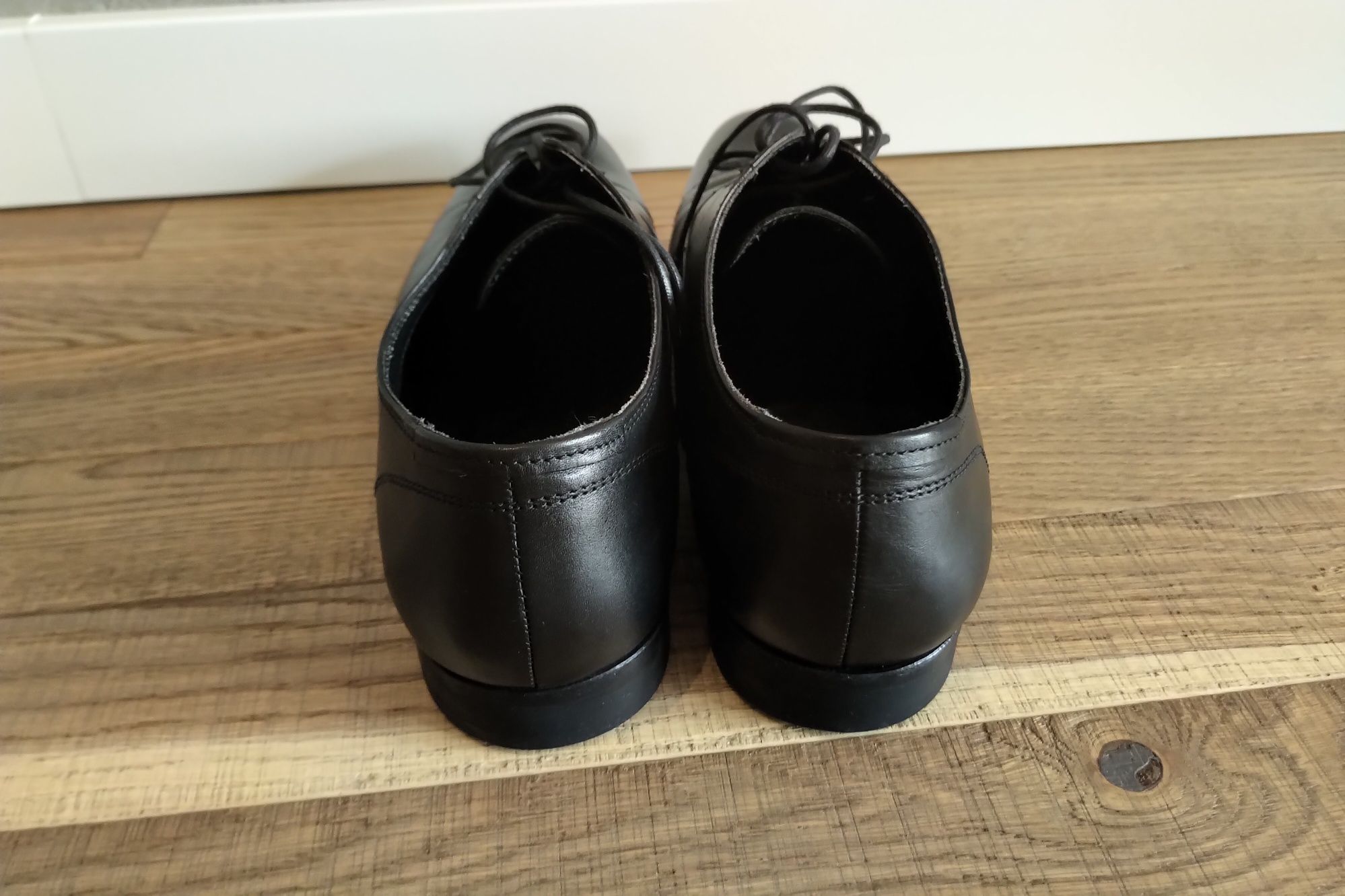 Eleganckie wyjsciowe buty męskie Zara Man 42 skóra czarne