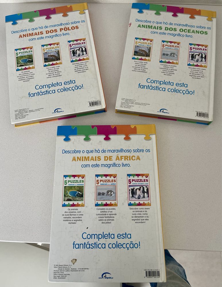 3 livros - 5 puzzles Animais