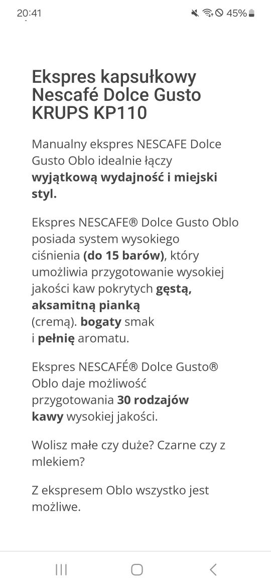 Ekspres kapsułkowy Nescafé Dolce Gusto KRUPS KP110