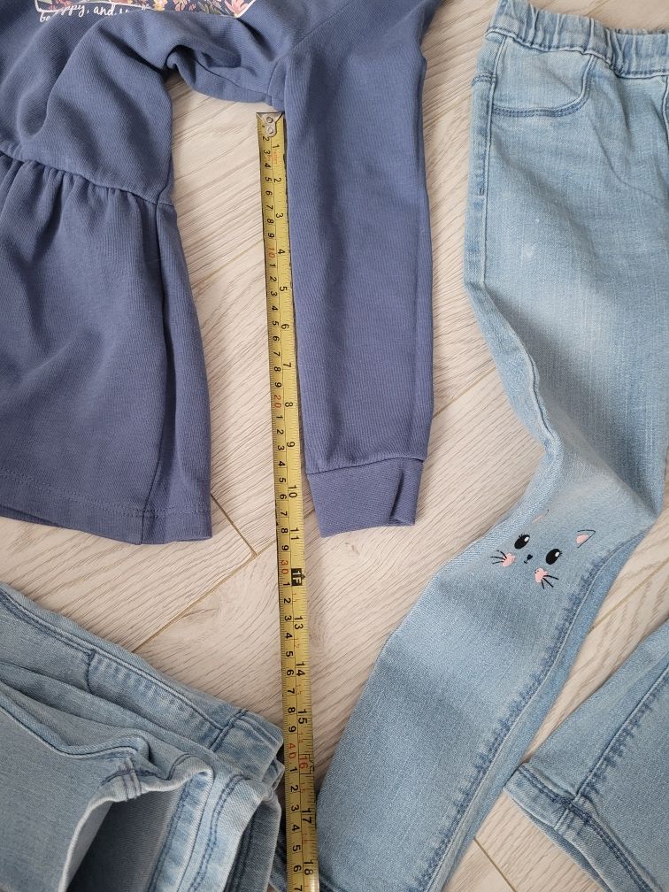 Spodnie jeansy sinsay, tunika lidl 110-116 gratis