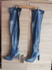 Długie kozaki jeans r. 38