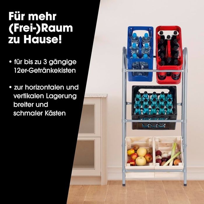 Металева стійка для напоїв EASYmaxx на 3 ящики | Компактне