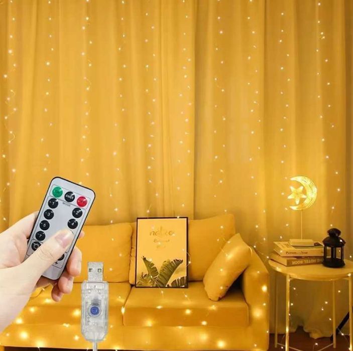 Kurtyna świetlna na okno. LAMPKI ŚWIĄTECZNE