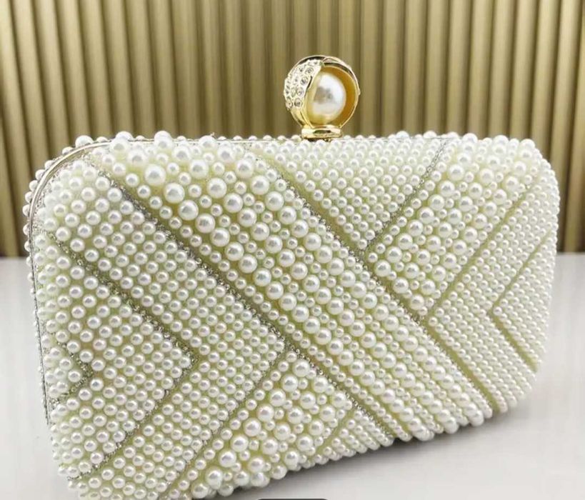 Kopertówka elegancka zlota z perełkami