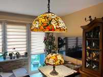 Komplet Zestaw Lampa Stołowa + Żyrandol Lampa Wisząca - Tiffany