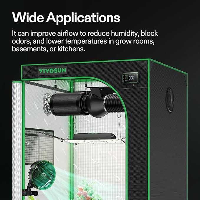 VIVOSUN Wentylator D4 10,2 cm 195 ft³/min do namiotu hydroponicznego