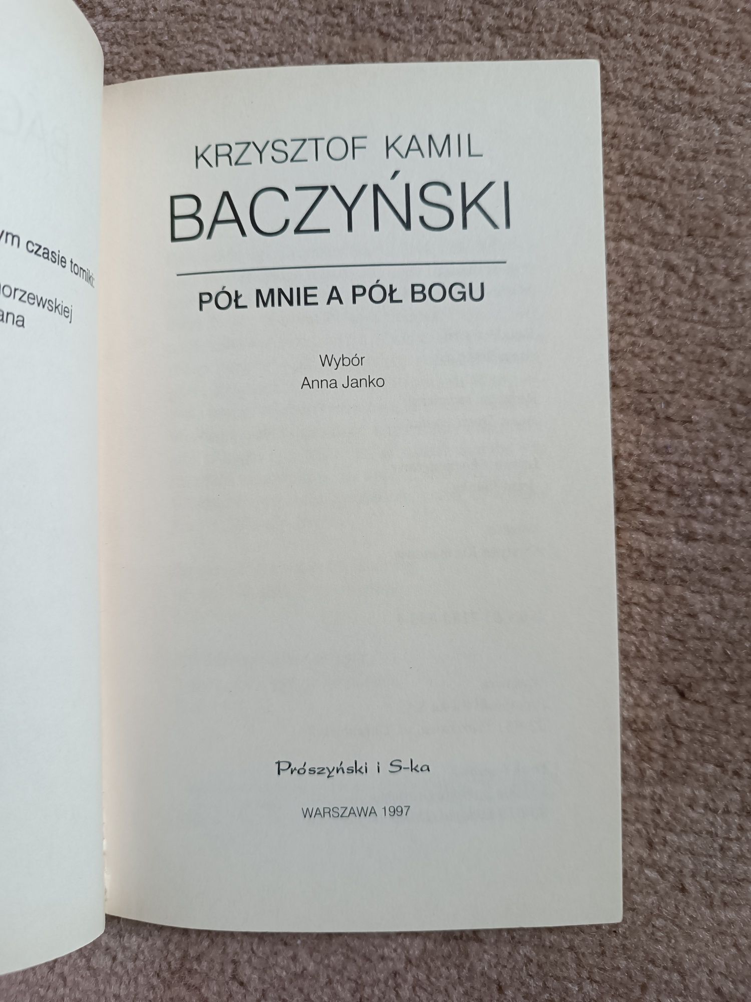 Książka Pół mnie a pół Bogu Krzysztof Barczynski