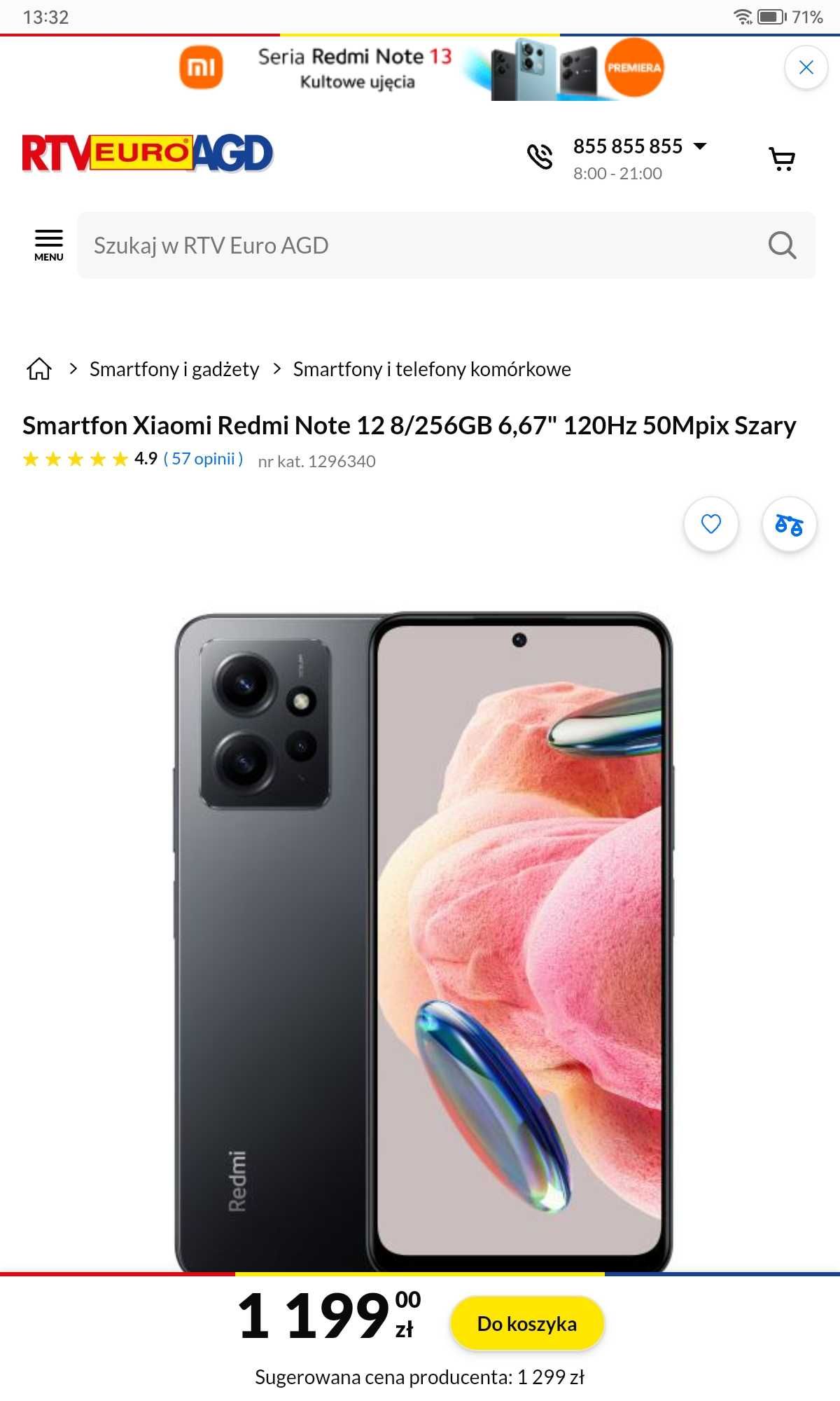 SUPER xiaomi redmi note 12. Android 13.Pamięć 8+4/256gb.Gwar