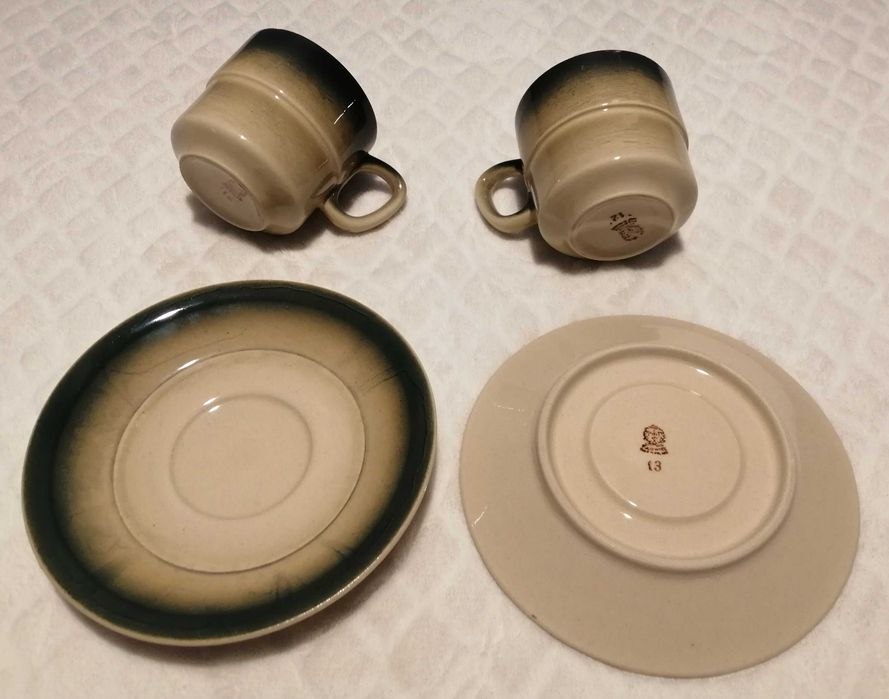 Filiżanka i spodek, zielonkawe „Tułowice” Made in Poland (Szkło)