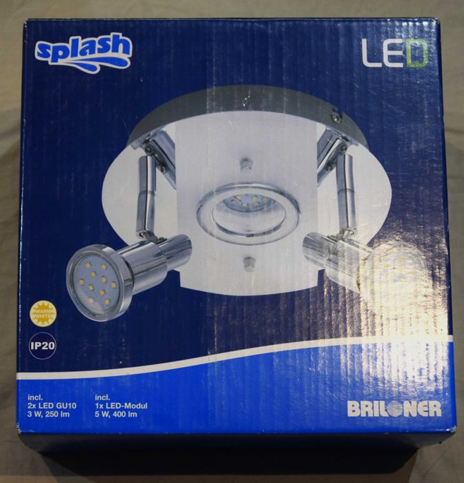 Lampa sufitowa Briloner Splash 3xLED wejście GU10 kolor chrom, srebro