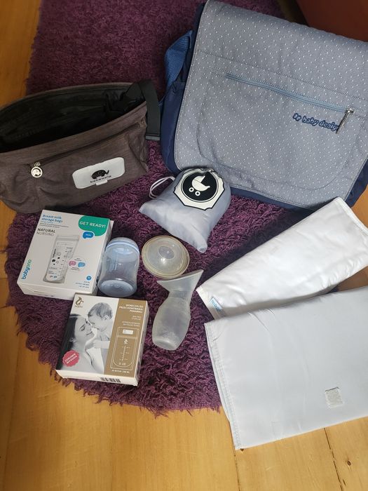 zestaw akcesoriów dla mamy: torba do wózka, woreczki na pokarm...