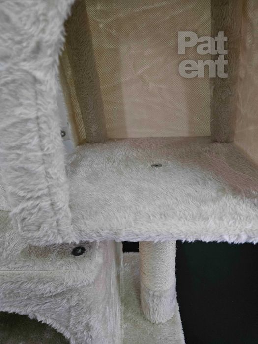 Drapak dla kota kompaktowy 67 cm beżowy domek słupek legowisko