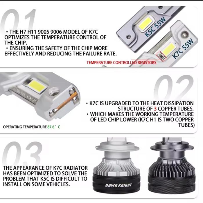 Led лампы Світло DawnKnight K7C H7