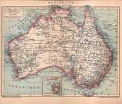 Australia. Stara mapa 1907 r. autentyk