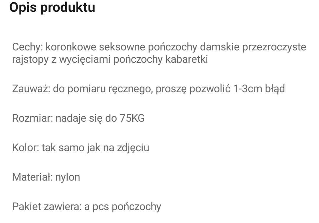 Damskie pończochy kabaretki z pasem, nowe.