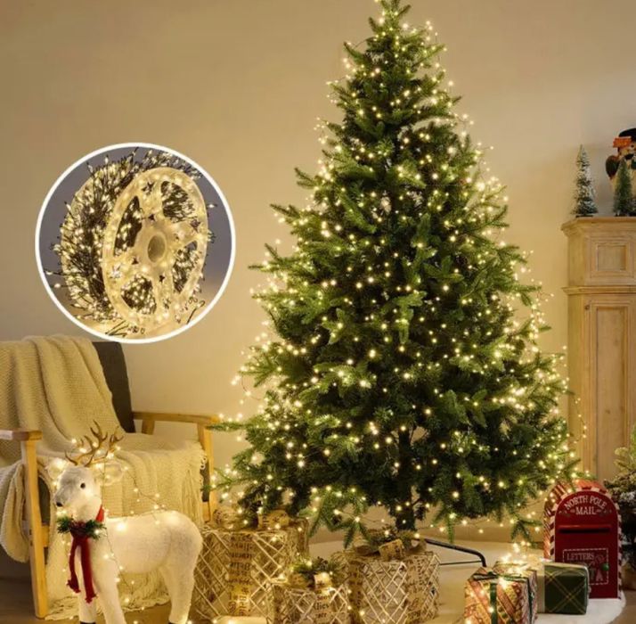 Гірлянда роса - мішура зелений дріт USB RGB, тепла 5, 10, 20, 30,