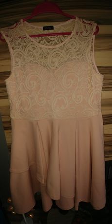 Sukienka M/L brzoskwiniowa, pudrowy róż
