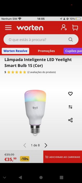 Lâmpadas inteligentes Yeelight LED Bulb 1S
