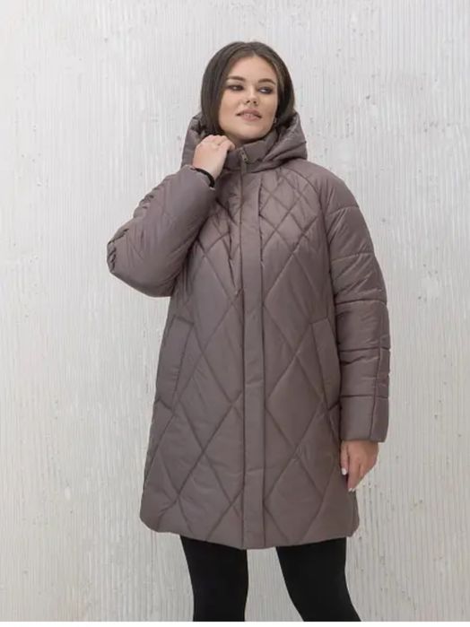 Пуховик, зимова куртка великого  розміру з капюшоном