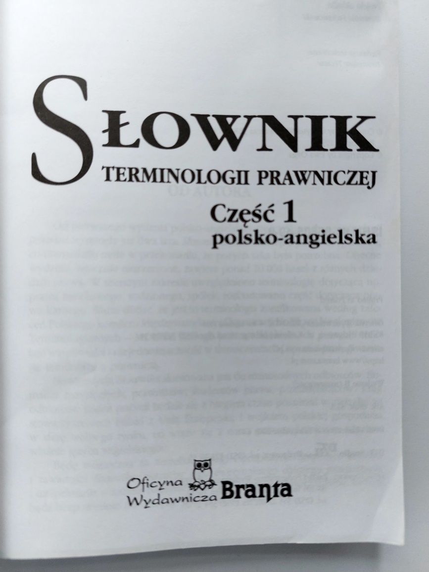 Słownik Terminologii Prawniczej Część 1 Polsko-Angielska Ewa Ożga