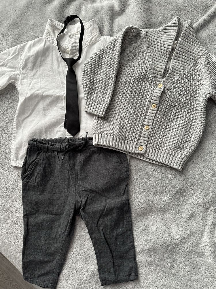 Zestaw elegancki koszula, spodnie, krawat, rozmiar 74, H&M