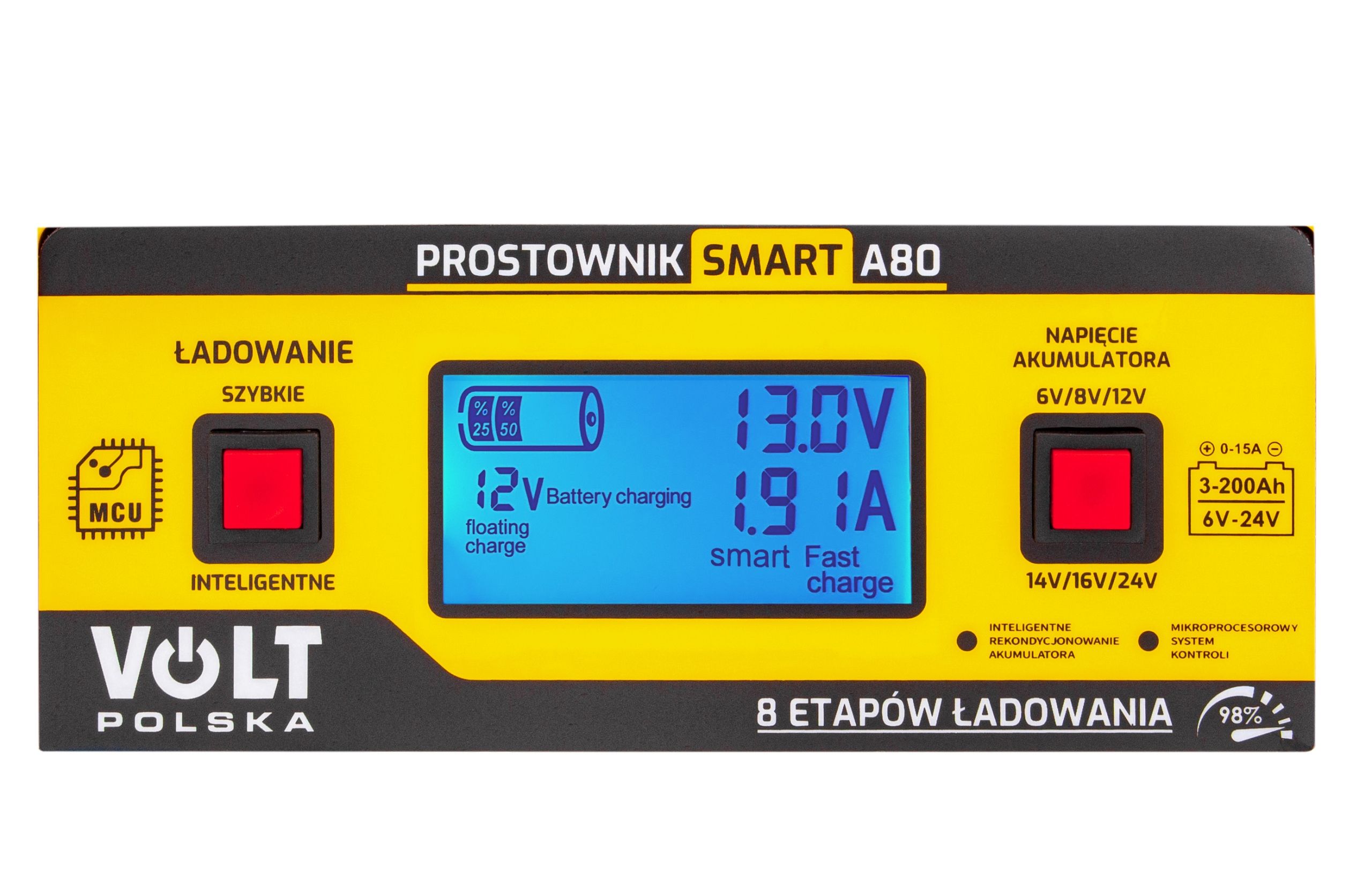 Ładowarka prostownik do akumulatora 6V 12V 24V 15A (PRO50)