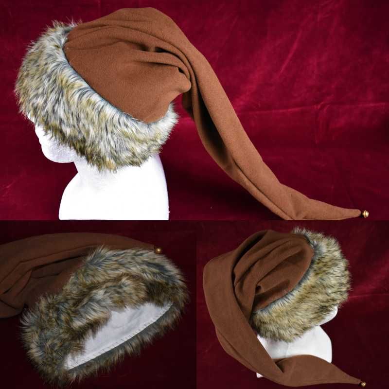 Czapka świąteczna skrzata elfa brąz 45 cm