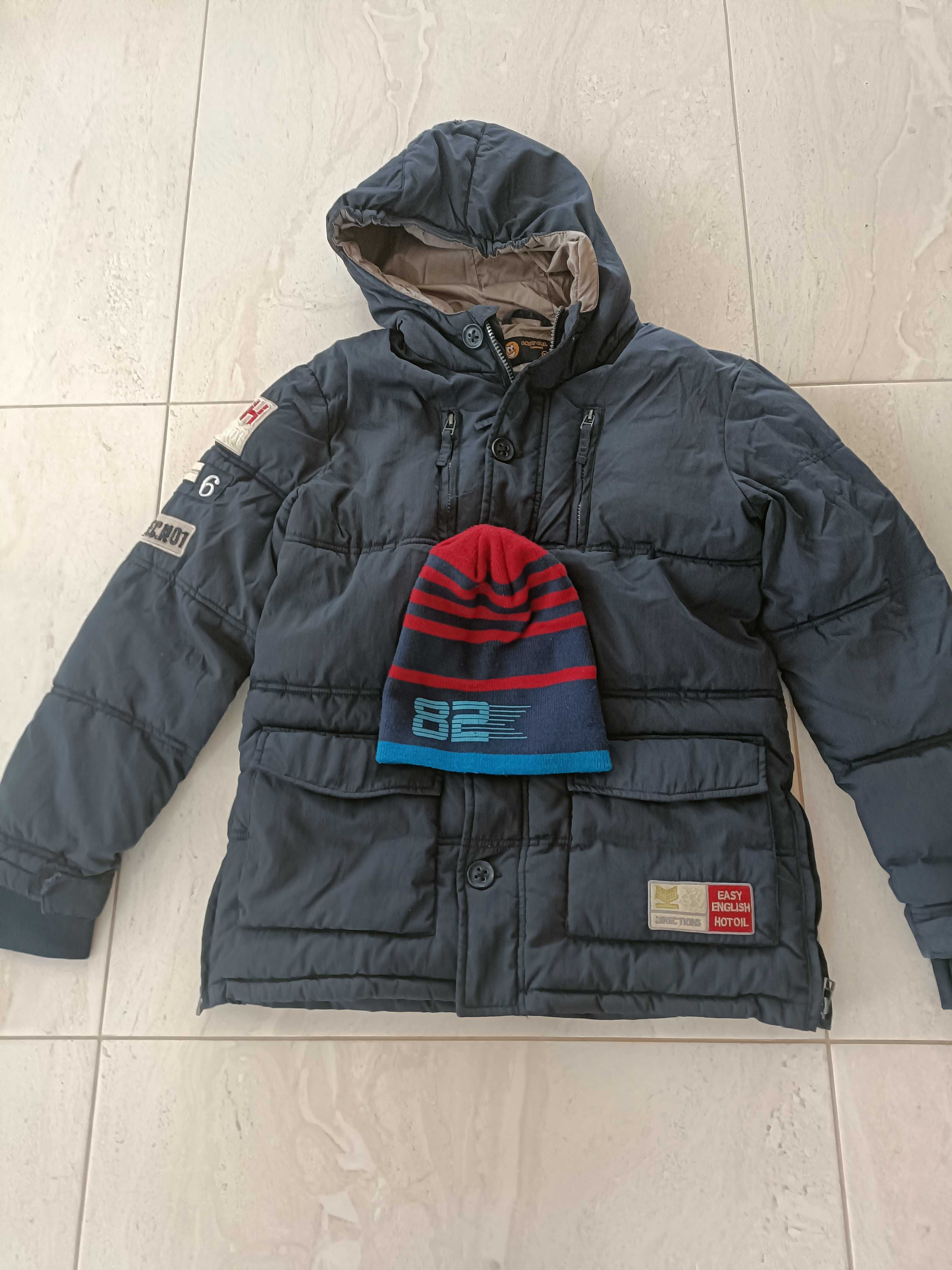 Kurtka zimowa parka 158+ czapka