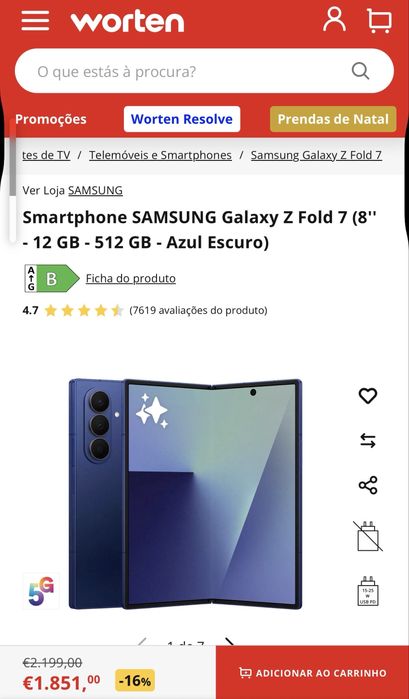 Vendo Samsung Galaxy Z Fold 7 512GB