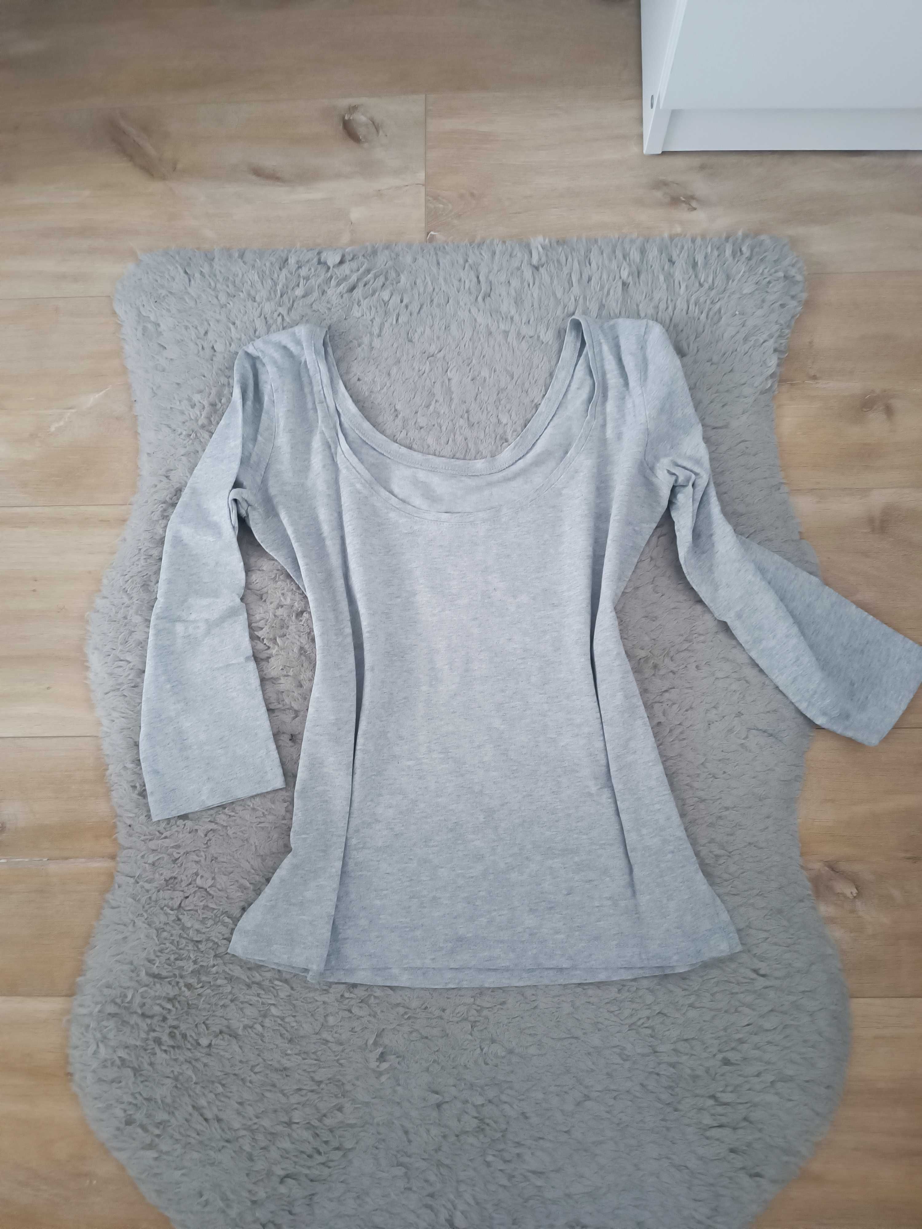 Longsleeve Basic bluzka damska z rękawem 3/4 r XS/S szara