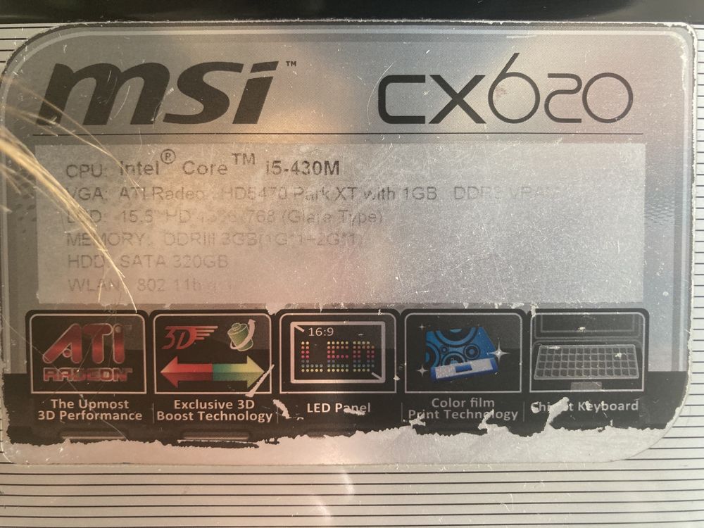 Laptop MSi cx620