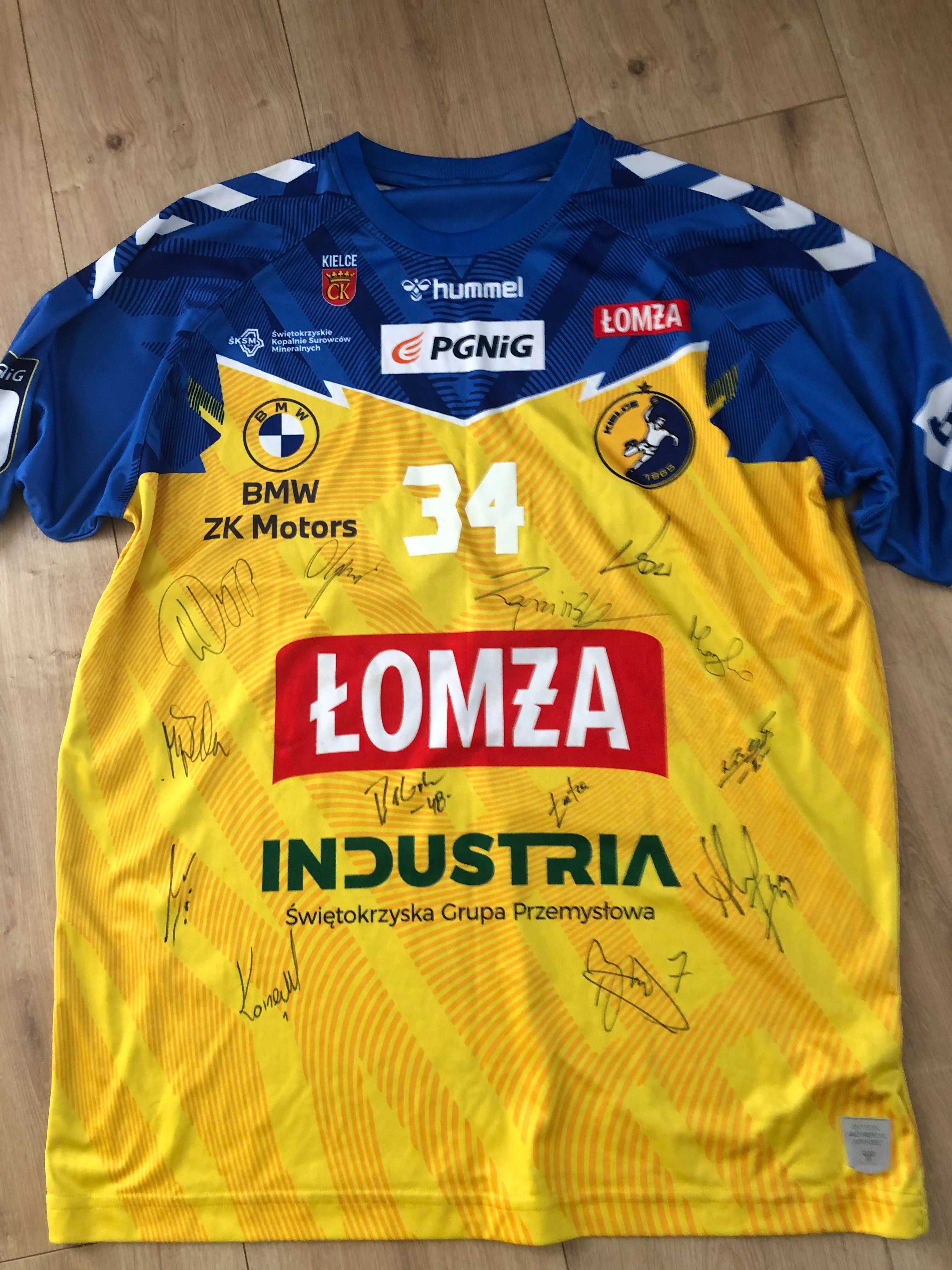 Oryginalna koszulka z autografami piłkarzy ręcznych Industria Kielce