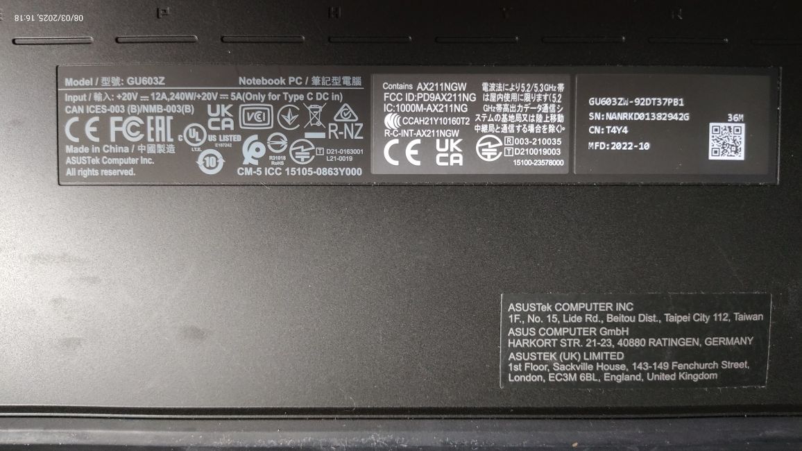Portátil ASUS Rog Zephyrus Intel Core i9