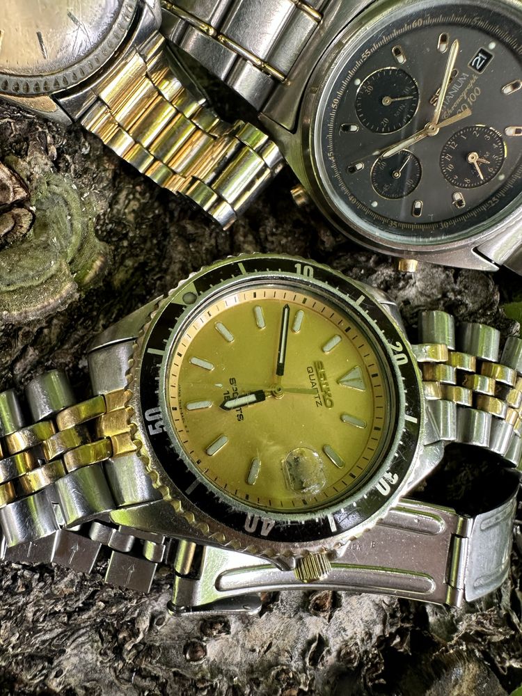 3 x zegarek Seiko w tym titanium chronograph - uszkodzone