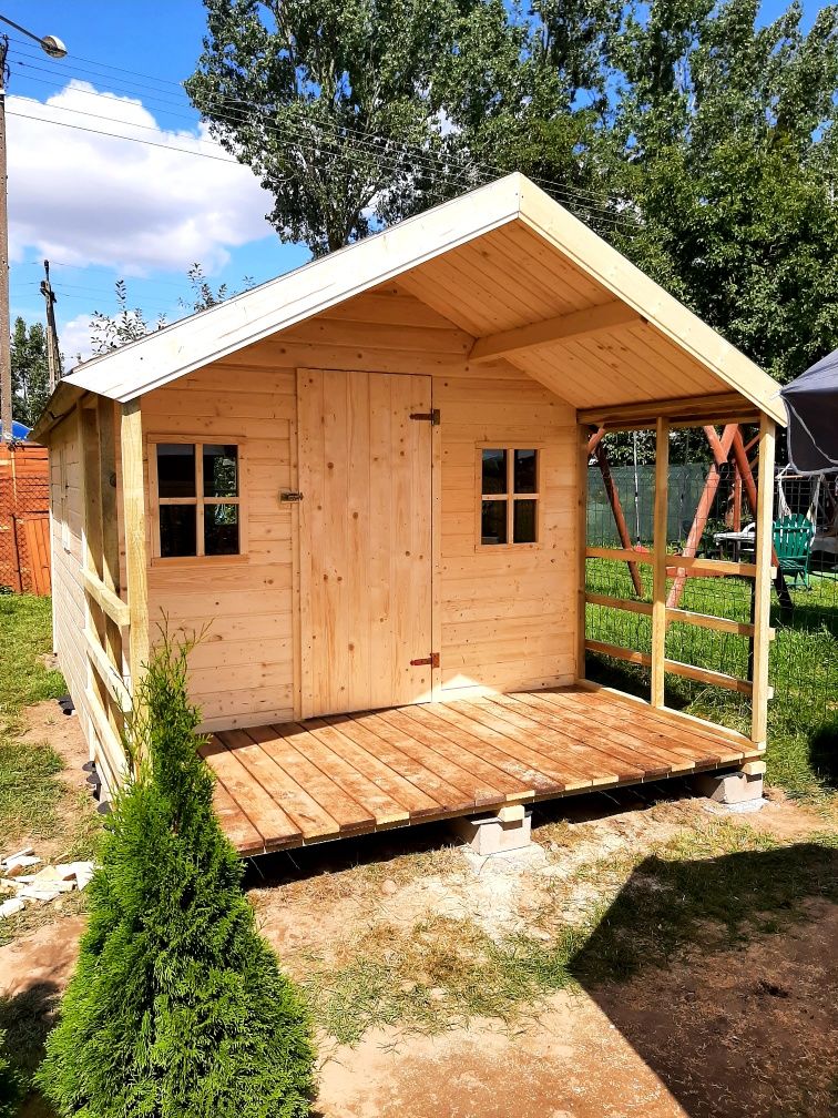 Domek drewniany 3x3 plus taras 150cm