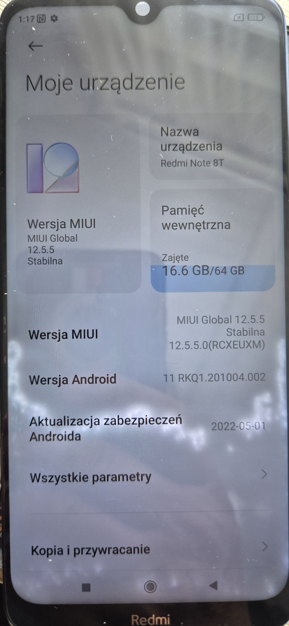 Wyświetlacz do Redmi Note 8T.