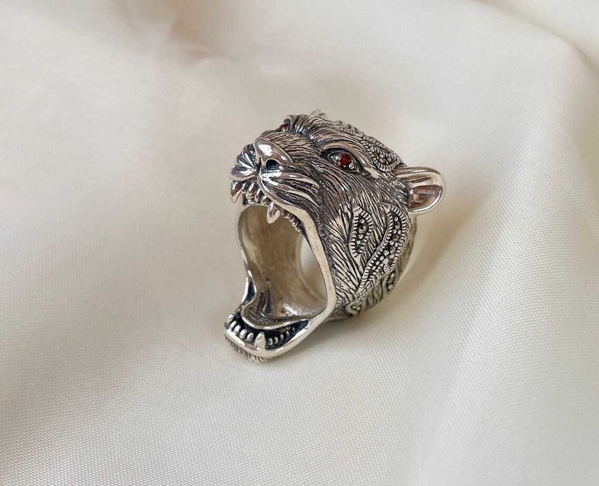 Великий перстень SILVERTOLIA  з головою тигра зі срібла 925 проби