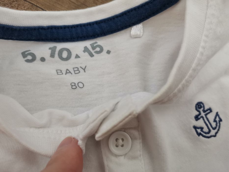 Bluzeczka biala 5 10 15 krótki rękaw rozmiar 80