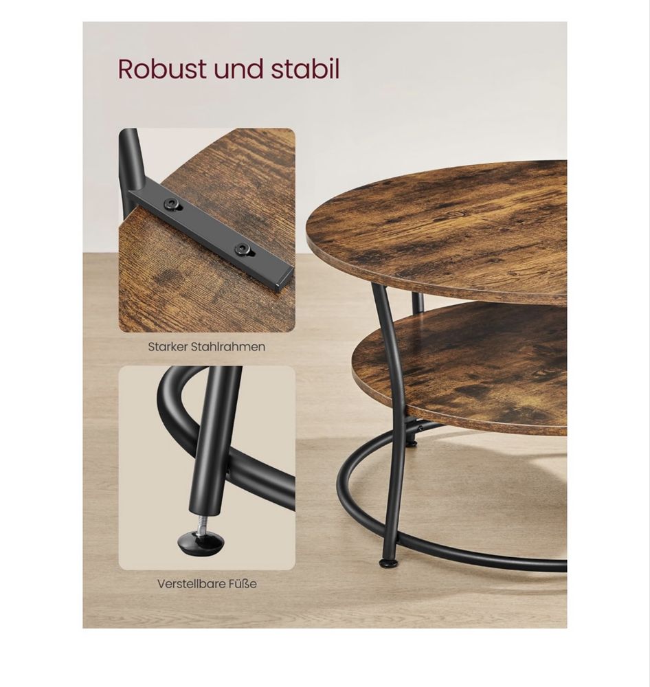 Stolik kawowy okrągły 80cm średnicy rustykalny