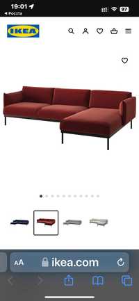 Sofa z szezlongiem APPLARYD Ikea kanapa UNIKAT  czerwonobrązowa