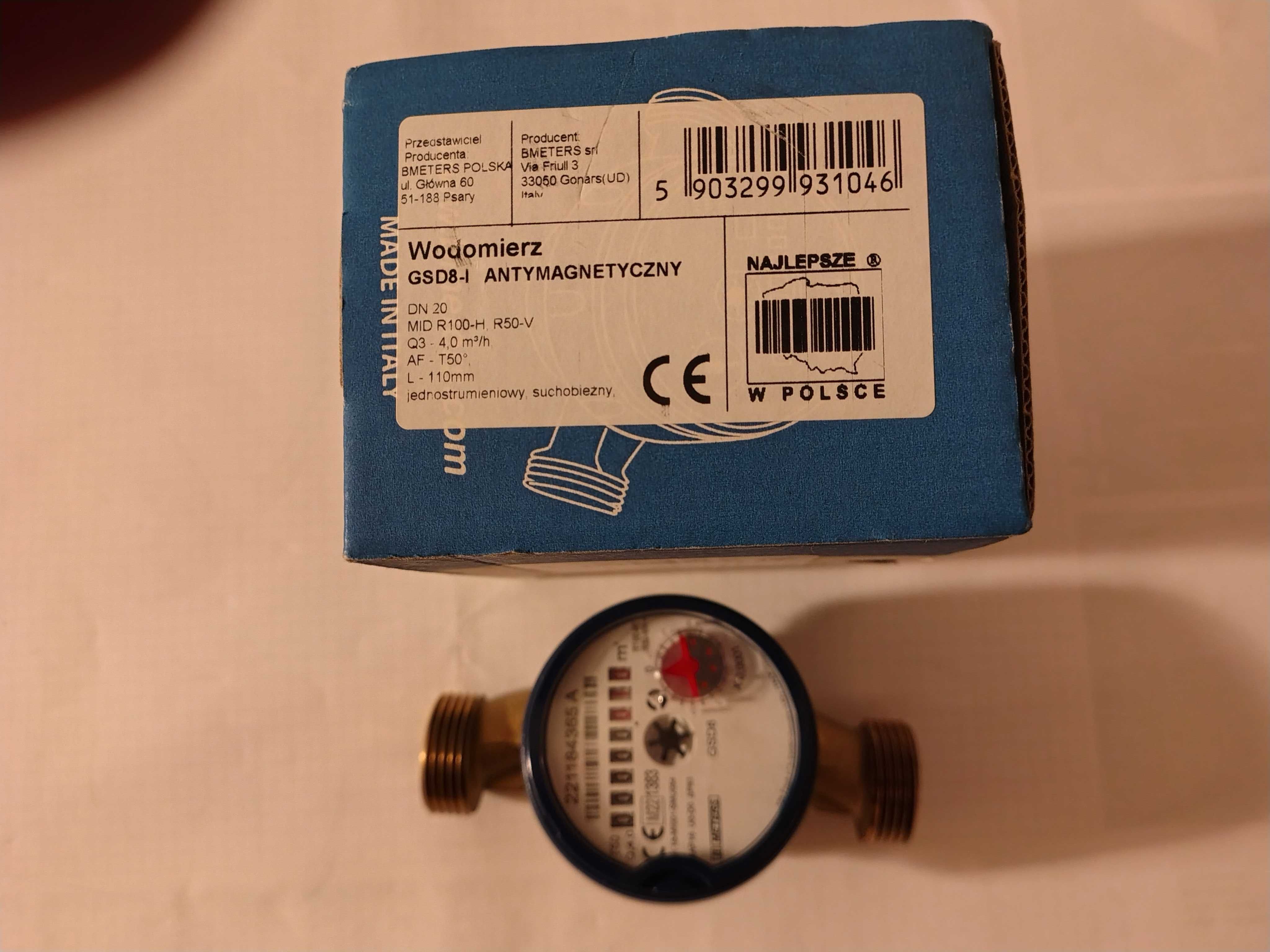 BMETERS Wodomierz do wody zimnej GSD-I  DN20 3/4" NOWY  4m3/h