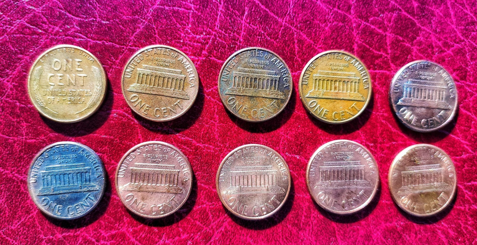Zestaw 20 monet One Cent U.S.A od 1956 roku.