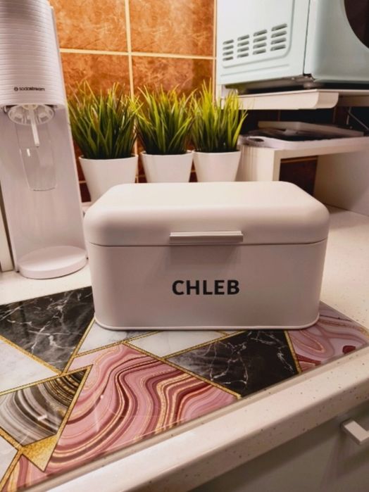 Metalowy Pojemnik Na Chleb Duży Bialy Chlebak Na Pieczywo