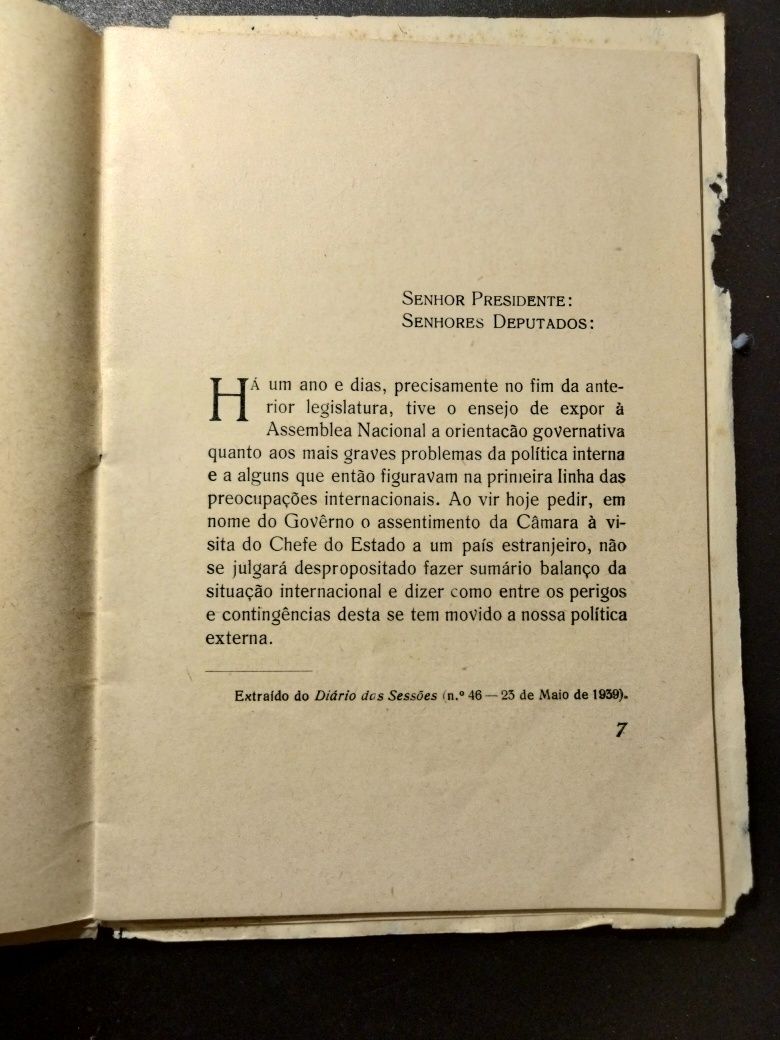 Livro muito raro - Discurso de António Oliveira Salazar (1939)