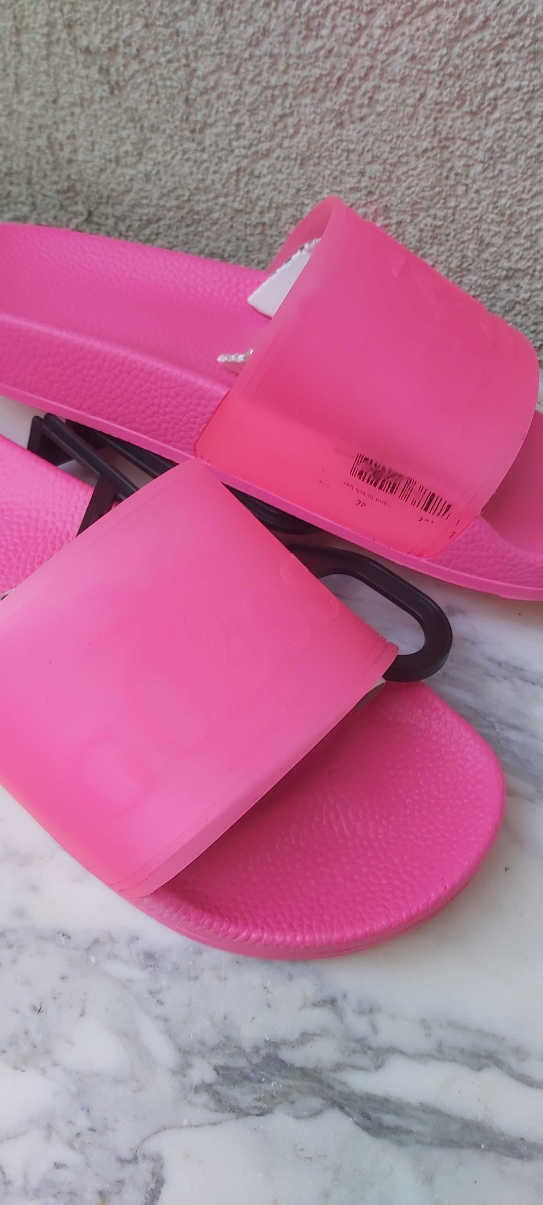 NOWE klapki GUESS neon różowe 39